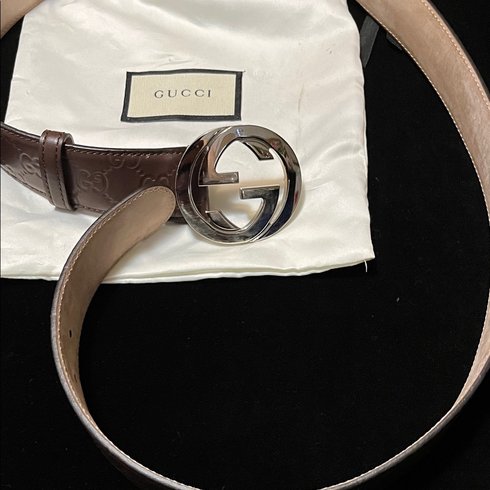 Gucci Brown Embossed Belt Bag with Silver Logo Buckle - Picture 3 of 5